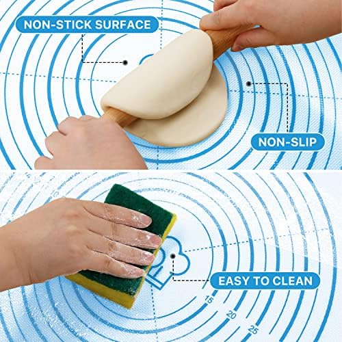 DANIA & DEAN 36"x24" Large Durable Silicone Baking Mat for Pastry and Bread | Non-Slip & Non-Stick Mat with Measurements, for Pizza, Pie Crust, Dough Rolling, Pasta & Sourdough, Reusable Counter Sheet - Image 4