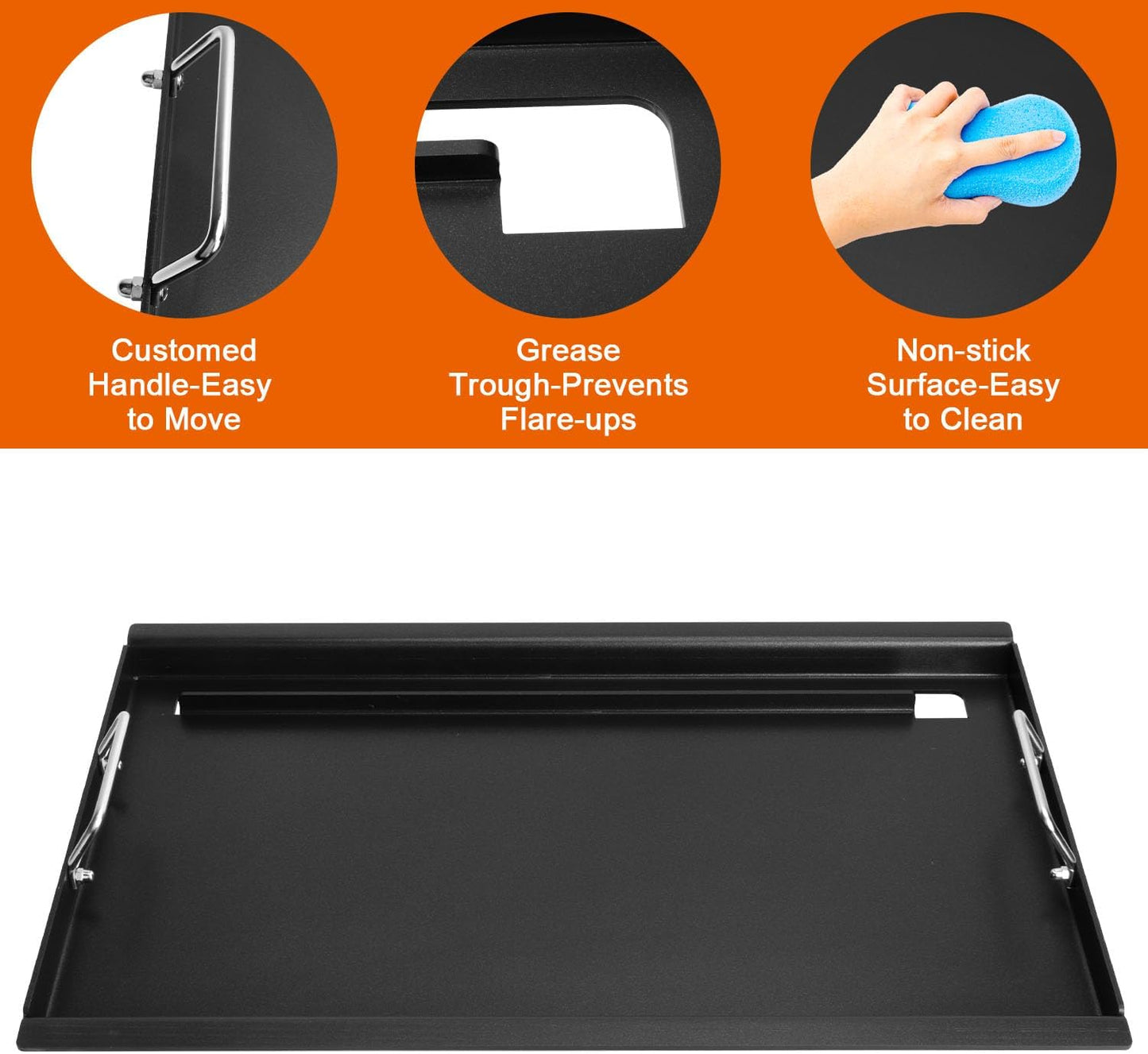 Full-Size Griddle Inserts for Charbroil Performance 5-Burner, Flat Top Griddle for Charbroil Grill 463450022 463451022 463448021 463449021 463455021 463458021, Replace for G426-0004-W1 G426-0005-W1