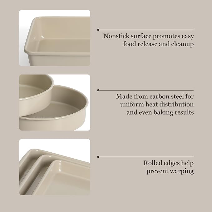 Martha Stewart Gallen 10 Piece Baking Pans Ceramic PFA Free Non Toxic Non Stick Bakeware Set - Taupe - Image 4