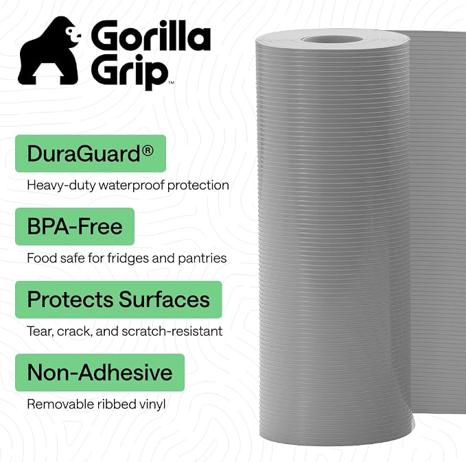 GORILLA GRIP Shelf Liner, Non-Adhesive Cabinet Liners, 17.5" x30' Gray - Image 2