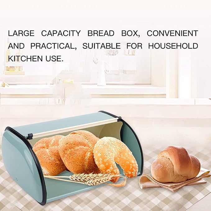 aqxreight Bread Box for Kitchen Storage Large Metal Container Holds Multiple Loaves Compatible with Most Bread Sizes in Blue - Image 3
