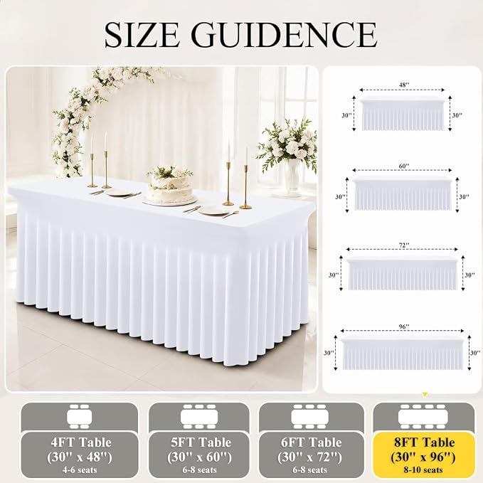 Moosfor 2 Pack Spandex Fitted Rectangle Tablecloth, Elastic Table Skirt - Image 6