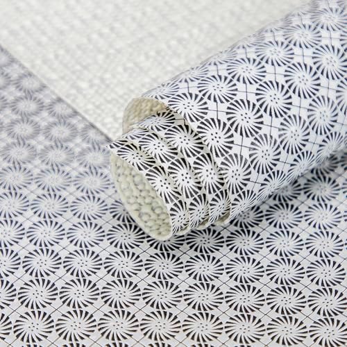 FIFTY FEET 12"x120" Non-Adhesive Shelf Liner for Kitchen Cabinets and Drawers, Washable Non-Slip PVC Cabinet Liner (Black Circle)(3 Roll) by FIFTYFEET