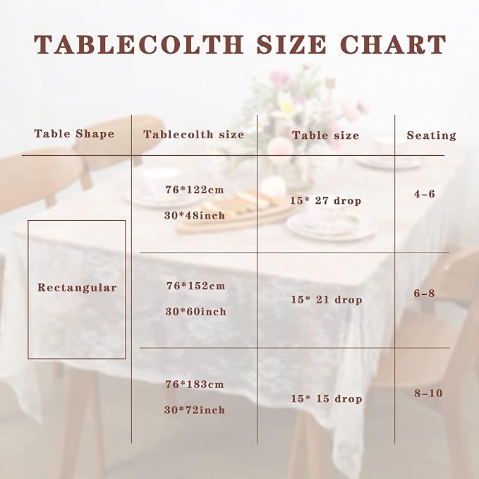 Pack of 6 Lace Tablecloth Ivory Table Fabric 60x120 Inch for Rustic Wedding - Image 5