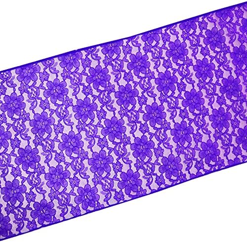 Zen Creative Designs 10 Pack Floral Lace Table Runner Sheer Lace Event Party Wedding Table Decor (12" by 108", Purple) - Image 2