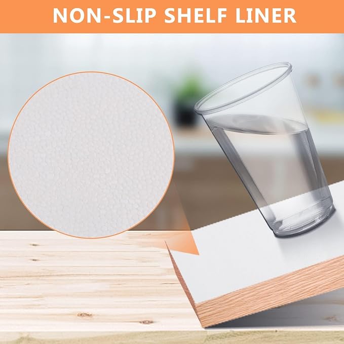WochiTV Shelf Liner for Cabinets, Drawer Non Adhesive Non Slip Foam Mat for Kitchen, Pantry, Bathroom, Cupboard, Garage, Closet, Shelves, Drawer, Tool Box, White 11.8 x 236 inches - Image 3