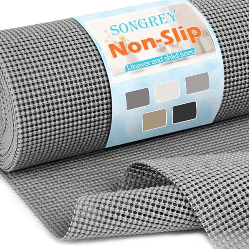Songrey Non-Slip Shelf Cabinet and Drawer Liner, 17.5IN x 20FT, Dark Gray by Unknown