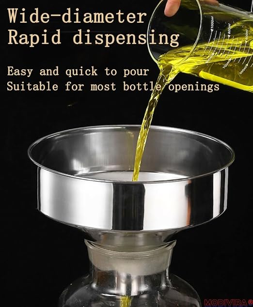 Large Kitchen Funnel Mouth Food Grade Metal Stainless Steel Mouth Maximum 15-inch Wide Factory and Home use Juice Milk Beer Oil, Soybean Milk & More (Top 9.84" Bottom 2.36") - Image 4