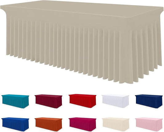 Smiry Spandex Elastic Fitted Table Cloth Skirt for 6FT Rectangle Table by Smiry