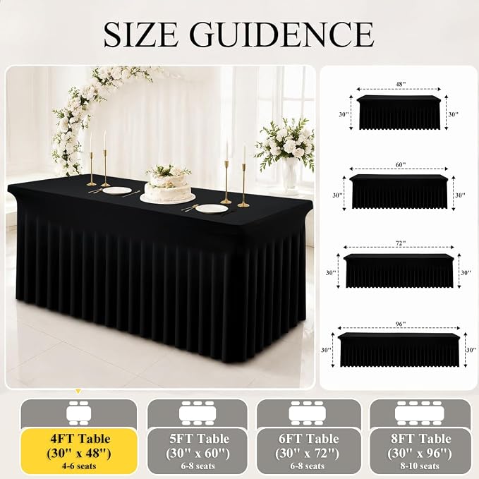 Moosfor Spandex Fitted Rectangle Tablecloth, Elastic Table Skirt - Image 5