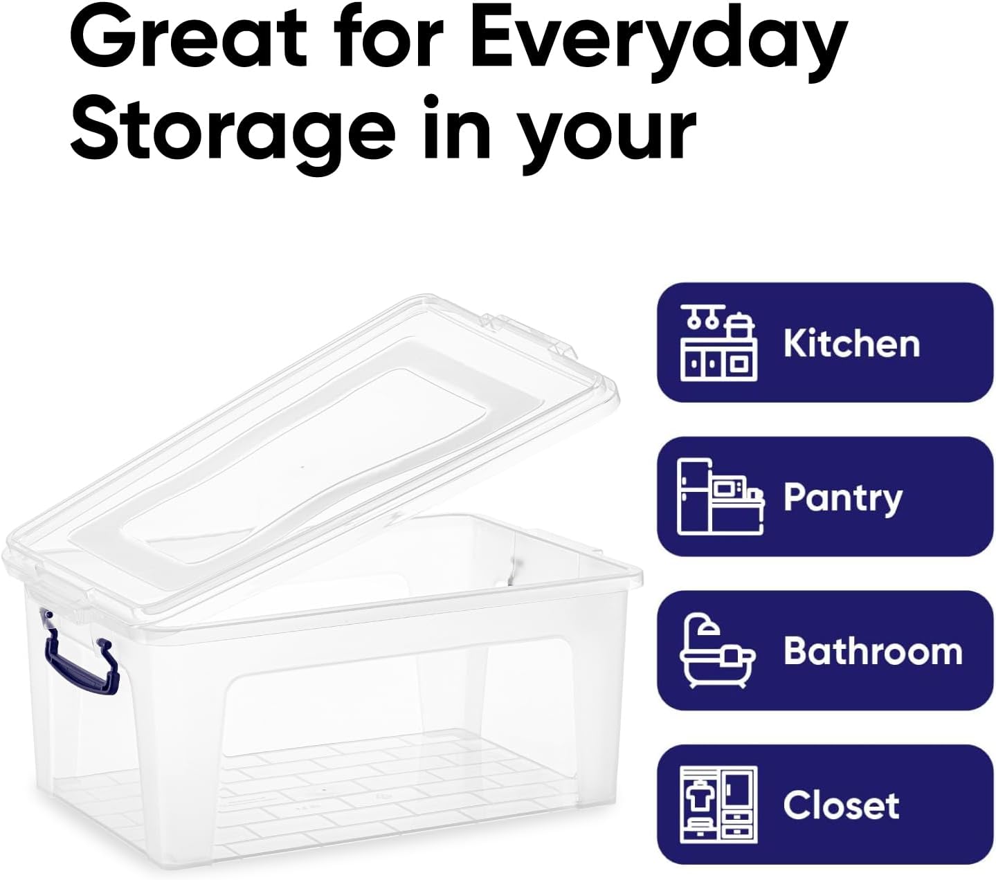 Superio Storage Bins with Lids, Clear Plastic Containers for Organizing, Stackable Totes, BPA Free, Odor Free, Organizer Boxes for Home, and Dorm (2 Pack, 28.5 Qt)