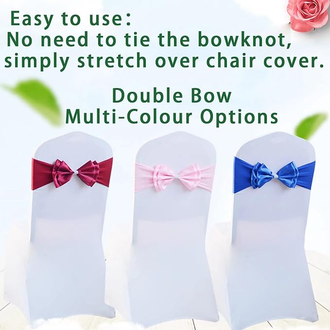 6 PCS Double Bows Stretch Chair Sashes, for Wedding Party Chair Cover Decoration, Spandex Stretch Chairs Bands (Pack of 6 Sliver Grey) - Image 3