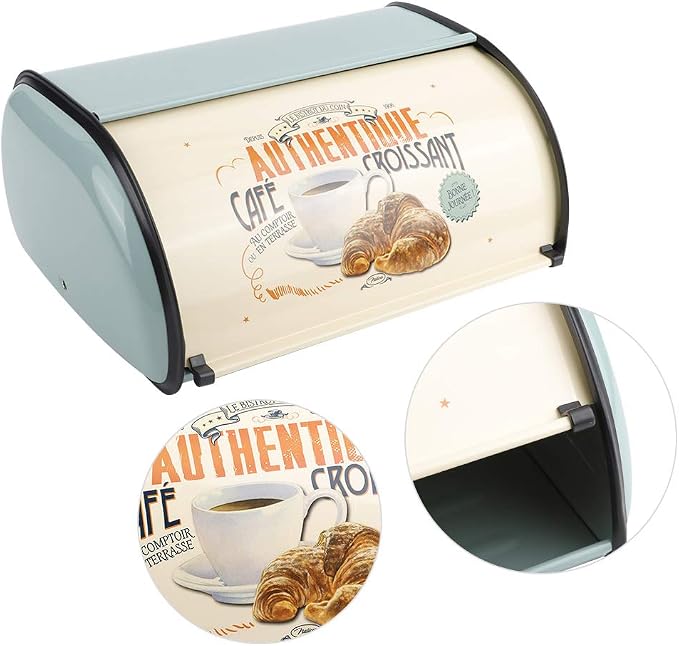 aqxreight Bread Box for Kitchen Storage Large Metal Container Holds Multiple Loaves Compatible with Most Bread Sizes in Blue - Image 4