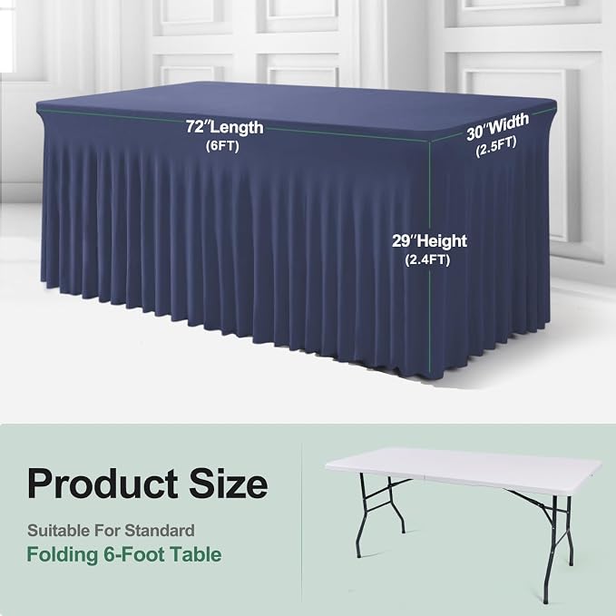 BDDC One-Piece Spandex Table Cloth Skirt for 6FT Rectangle Tables - Image 3