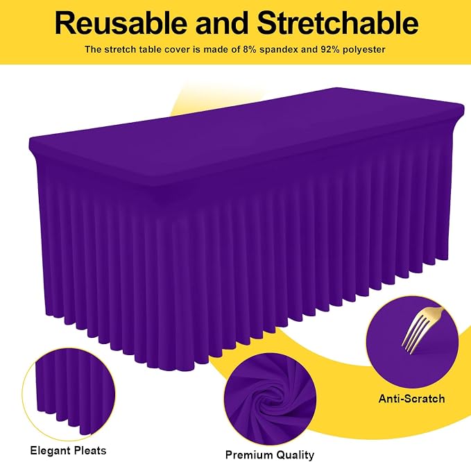 Smiry Spandex Elastic Fitted Table Cloth Skirt for 6FT Rectangle Table - Image 2