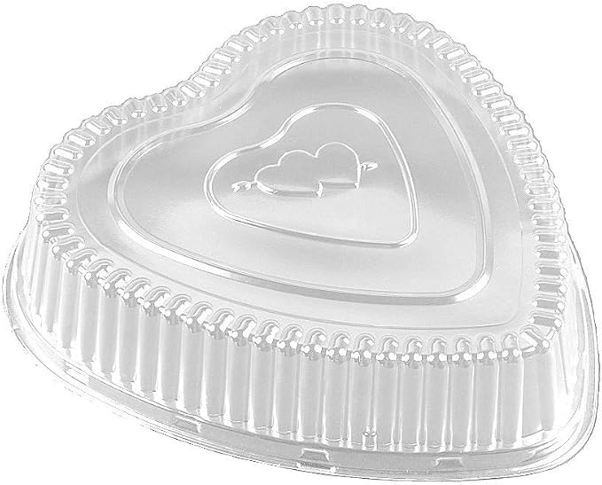 Handi-Foil Red Aluminum Heart Shaped Valentine Foil Cake Pan w/Clear Dome Lid (Pack of 20) - Image 3