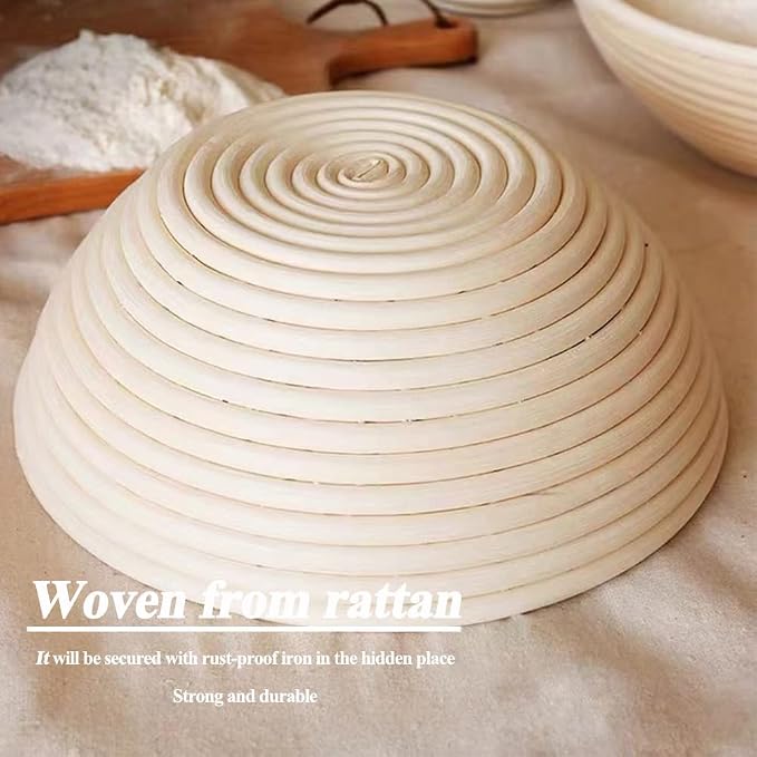 9.4'' Round Bread Banneton Proofing Basket with Linen Liner for Sourdough Proofing,Perfect Handmade Rattan Bowl for Making Beautiful Bread - Image 5