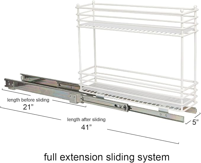 Household Essentials White Steel Artisan Organizer with Plastic Liners, 2-Tier Pull-Out - Image 3