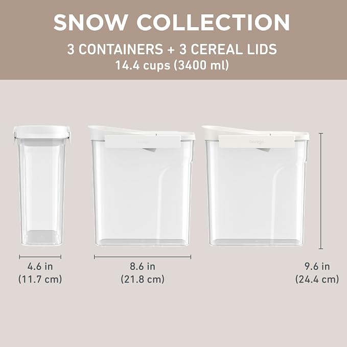 Bentgo Pantry - 6-Piece Airtight Cereal Containers, Easy Push & Pour Lid, Stackable & Clear BPA-Free Storage, Locking Lids for Freshness – Ideal for Kitchen & Pantry Organization (Snow) - Image 6