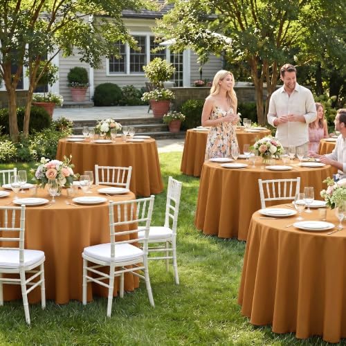 Fitable 6 Pack Bronze Round Tablecloths - 70 Inches in Diameter - Image 2