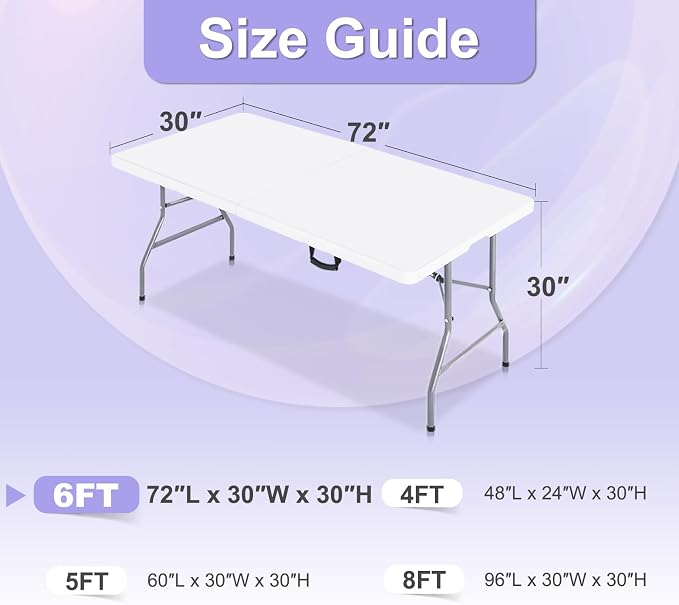 ABCCANOPY 2-Pack 6FT Spandex Table Covers, Stretch Fitted Tablecloth, White - Image 4