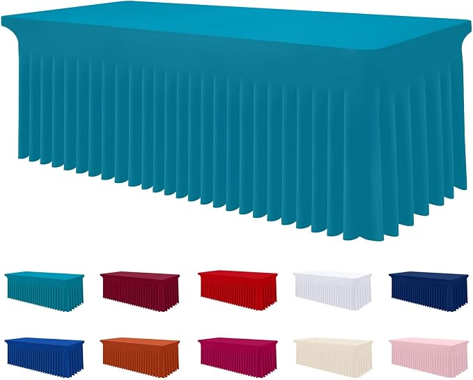 Smiry Spandex Elastic Fitted Table Cloth Skirt for 5FT Rectangle Table by Smiry