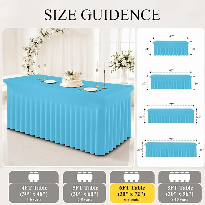 Moosfor 2 Pack Spandex Fitted Rectangle Tablecloth, Elastic Table Skirt - Image 6