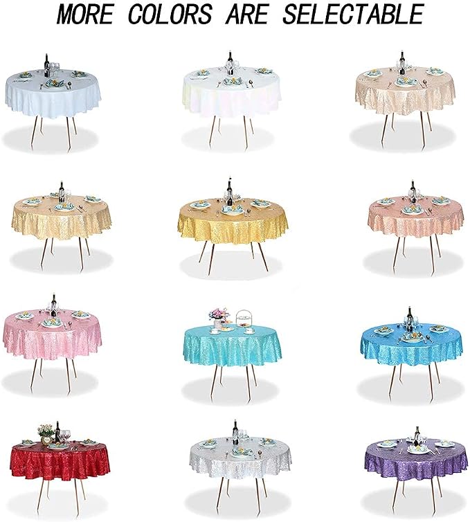 JYFLZQ Gold Sequin Tablecloth, Glitter Party Table Cover 70 Inch Round - Image 8