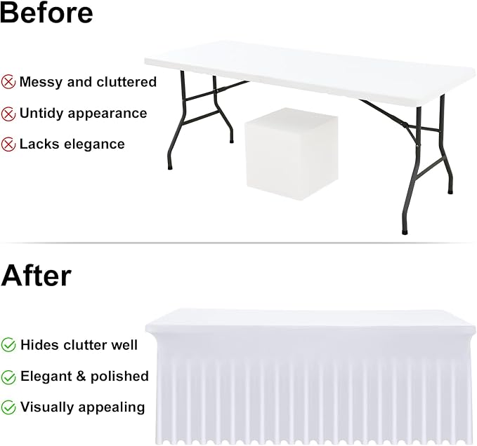 Moosfor 2 Pack Spandex Fitted Rectangle Tablecloth, Elastic Table Skirt - Image 4