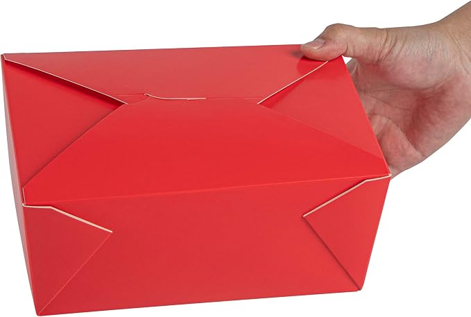 Restaurantware Bio Tek 98 Ounce Take Out Boxes 200 To Go Lunch Boxes - Tab-Lock Closure Heat-Tolerant Red Paper Disposable Lunch Boxes Greaseproof For Hot And Cold Foods - Image 13