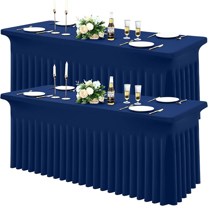 Moosfor 2 Pack Spandex Fitted Rectangle Tablecloth, Elastic Table Skirt by Moosfor