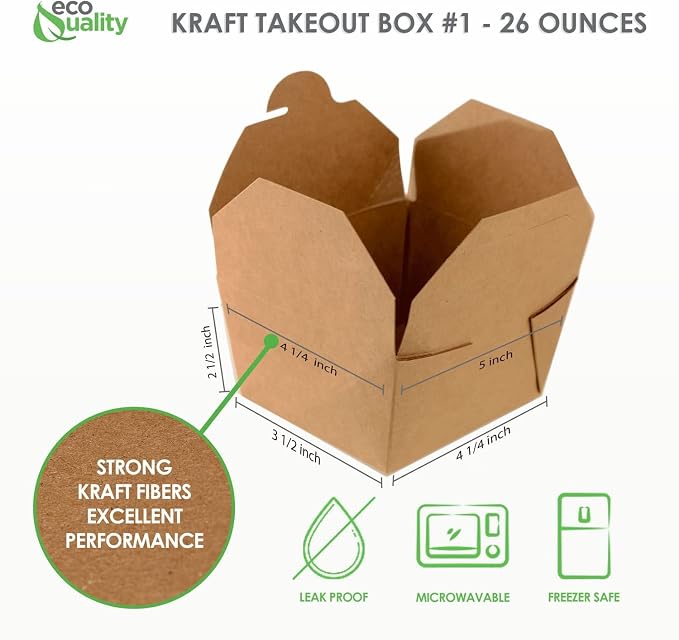 Take Out Food Containers 26 oz Kraft Brown Paper Take Out Boxes Microwaveable Leak and Grease Resistant - to Go Containers for Restaurant, Catering, Food Truck - Recyclable Lunch Box #1 (400) - Image 2