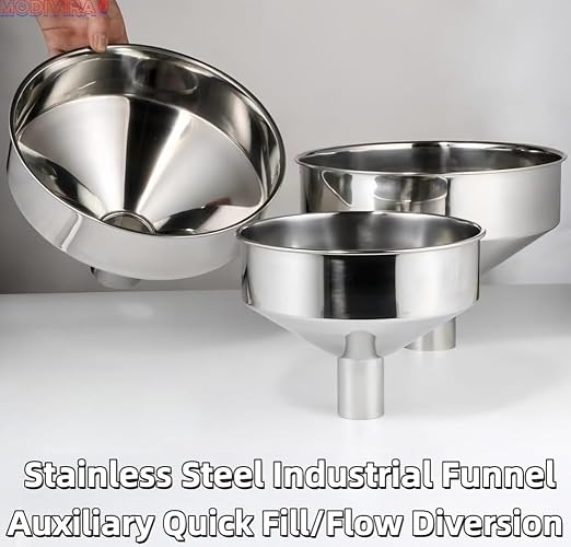 Large Kitchen Funnel Mouth Food Grade Metal Stainless Steel Mouth Maximum 15-inch Wide Factory and Home use Juice Milk Beer Oil, Soybean Milk & More (Top 9.84" Bottom 2.36") - Image 7
