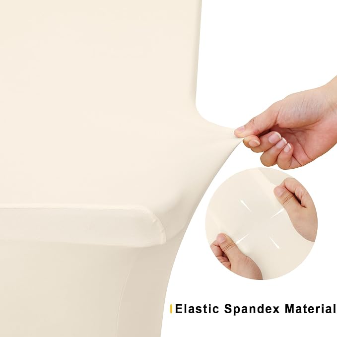 Smiry 2 Pack Spandex Table Cloth 6FT, Elastic Fitted Beige Tablecloth - Image 4
