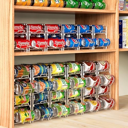 Simple Houseware 4-Pack Soda Can Stackable Rack Dispenser Organizer, Chrome | for Pantry/Refrigerator - Image 6