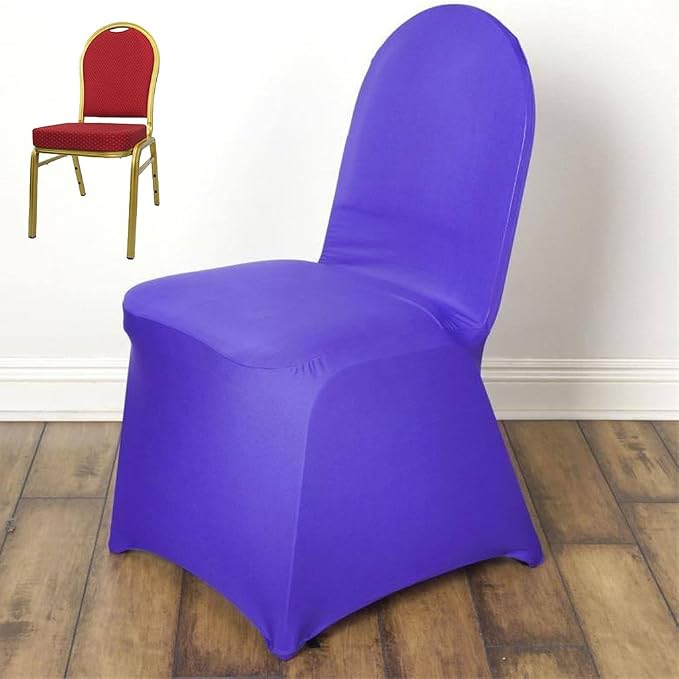 Tableclothsfactory 50pcs Purple Stretchy Spandex Fitted Banquet Chair Cover Dinning Event Slipcover for Wedding Party Banquet Catering - Image 2
