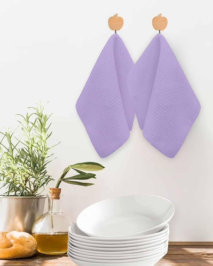 Purple Dish Towels Set, Waffle Weave Kitchen Towels Microfiber Towels Cleaning, Modern Solid Pure Colored Country Frenc Romantic Art Soft Absorbent Dish Drying Towels Hand Towels 4 Pack 12x12 Inch - Image 2