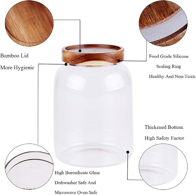 LEAVES AND TREES Y Glass Storage Jar, Food Storage Container/Canisters with Airtight Lid for Serving Tea, Coffee, Honey,.Spice, Perfect as a Cereal Dispenser (6.3 inch high) - Image 3