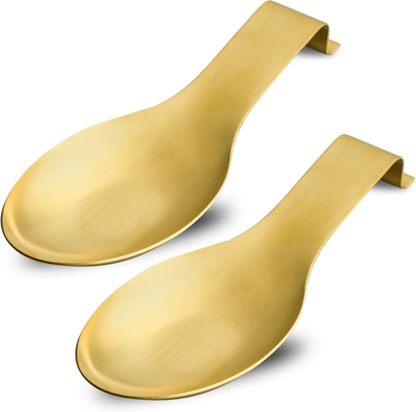 BETTWILLGold Spoon Rest for Kitchen Counter, Stainless Steel Spoon Holder for Stove Top, Spatula Ladle Spoon Utensils Holder, Gold Kitchen Accessories, Gold Cooking Utensiles. (GOLD 2PCS).
