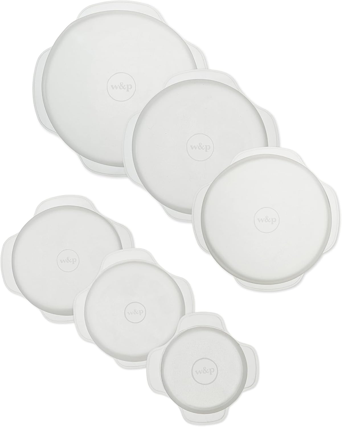 W&P Reusable Silicone Stretch Lid, Set of 6 Circular Lids, Dishwasher Safe, Freezer Safe, LFGB/Premium Materials, Microwave Safe, Clear