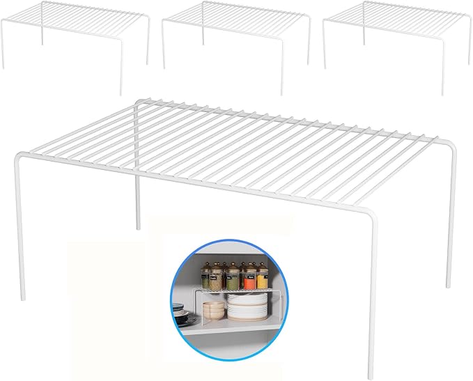 4Pack Cabinet Storage Shelf Rack, 15.7''L x 9.4''W x 5.9''H, White by DPZM