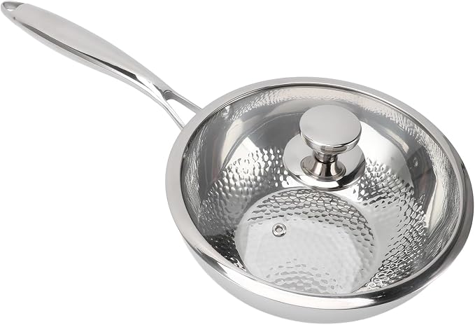 ZJchao 8 9 Inch Hammered 316 Stainless Steel Frying Pan Oven Dishwasher Safe Non Coated Premium Skillet for Cooking - Image 7