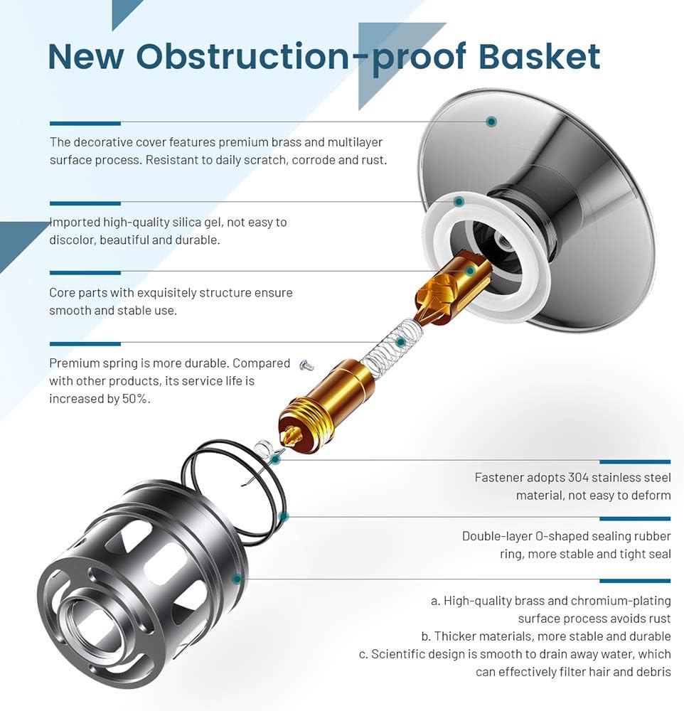 Bathroom Sink Drain, Vessel Sink Pop Up Drain with Detachable Basket Stopper,Anti-Explosion and Anti-Clogging Drain Strainer, Sink Drain Assembly Without Overflow Oil Rubbed Bronze, REGALMIX RWF082C