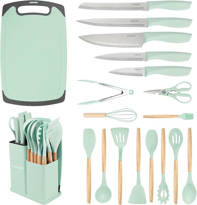 19PCS Green Kitchen Cooking Utensils Set Kitchen Tools Set by CADABY