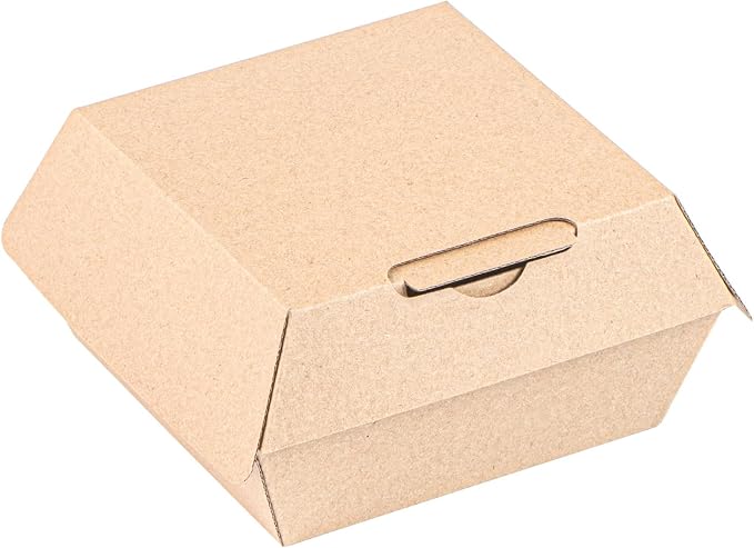 Restaurantware Clamshell Take Out Container 100 Pack of 4 x 4 x 2.8 Inch Paper Sustainable Take Out Box Grease-Resistant Food Box Kraft Burgers and Sandwiches Container - Image 2