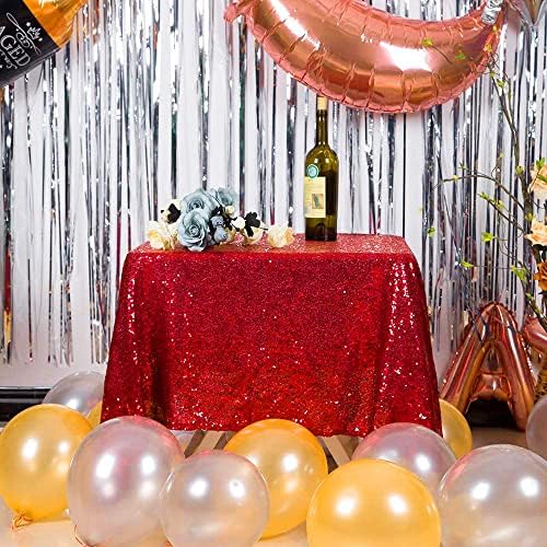 JYFLZQ Red Sequin Tablecloth Glitter Table Cover 50x50 Inch Square by JYFLZQ