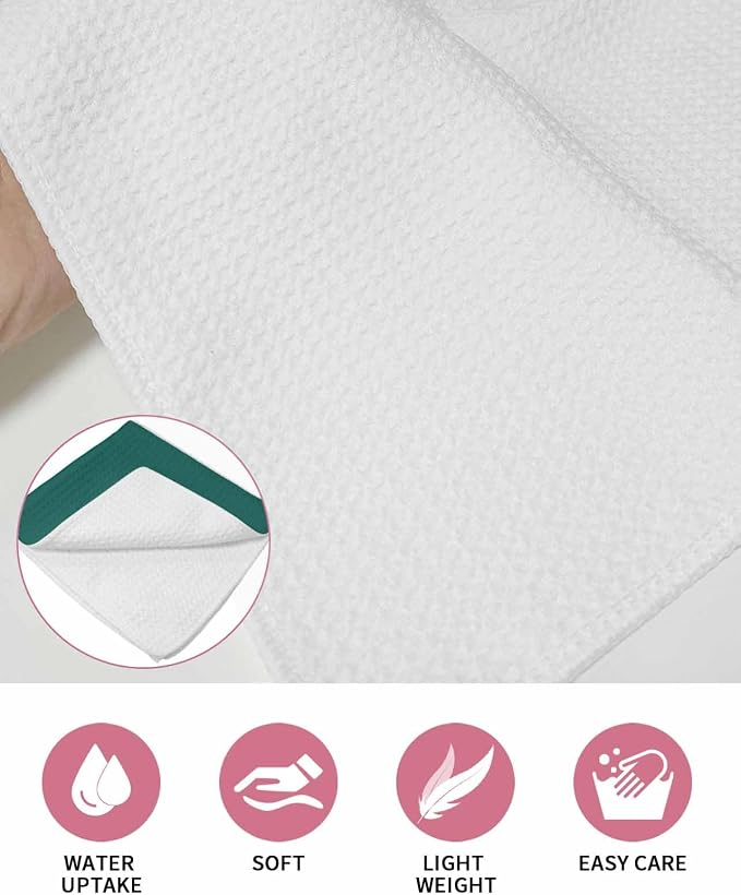 Green Dish Towels Set, Waffle Weave Kitchen Towels Microfiber Towels Cleaning, Luxurious Solid Pure Modern Minimalist Abstract Art Soft Absorbent Dish Drying Towels Hand Towels 2 Pack 15.7x23.6 Inch - Image 5