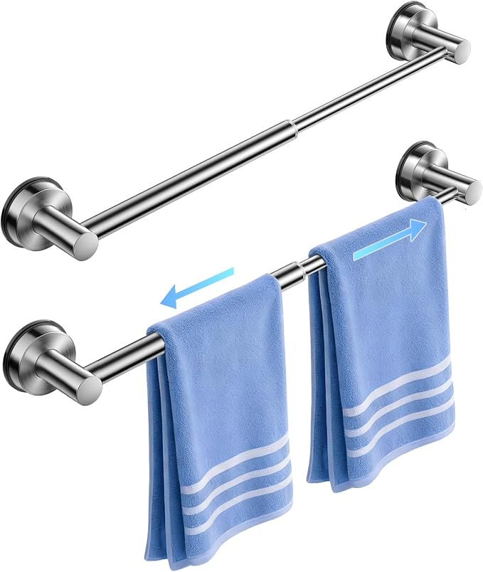 Suction Cup Towel Bar 14.6-24" Stainless Steel No Drill Towel Rack by OSHPRO