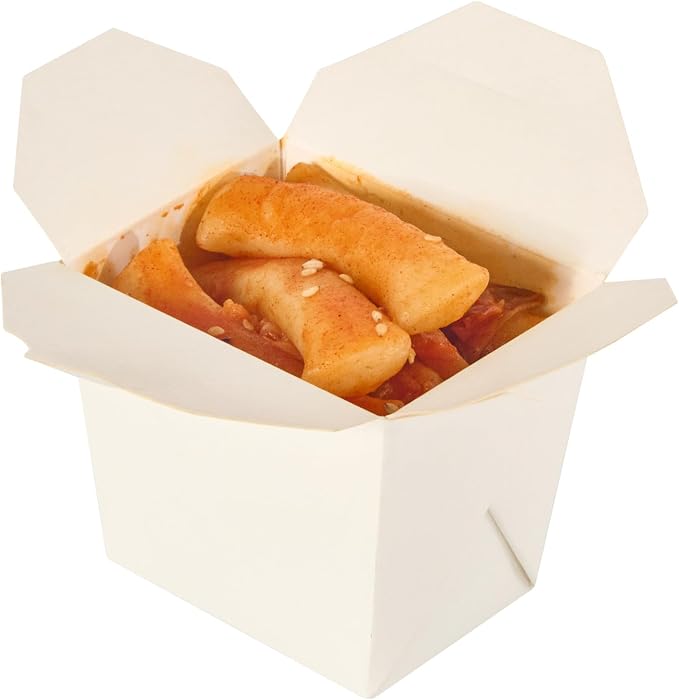 Restaurantware Chinese Take Out Boxes 200 Pack of 8 oz Grease-resistant Party Take Out Food Containers Disposable Stackable Asian Square White Paper To Go Boxes For Restaurants - Image 2