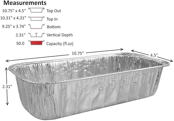 PACTOGO 3 lb. Disposable Aluminum Foil Loaf Bread Baking Cooking Pan 10.75" x 4.5" x 2.31" - Heavy Duty Made in USA (Pack of 350) - Image 2